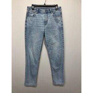 American Eagle Women Light Wash Mom Jeans Size 8 Regular Blue Denim M135 -4